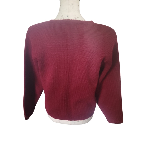 Vintage Tally Ho Women’s Maroon Button Front Floral Cardigan Sweater Size M - Picture 3 of 11